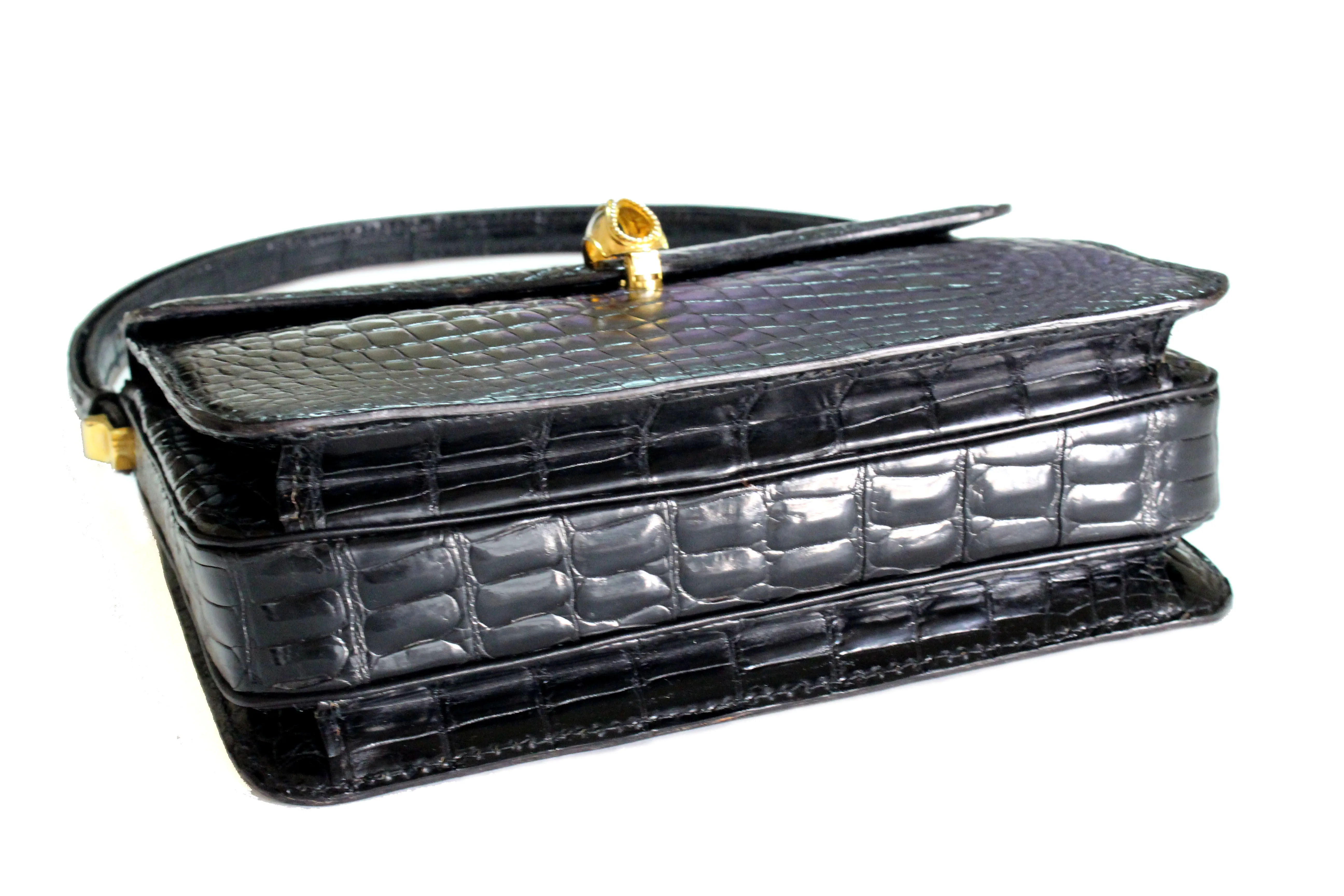 MORABITO black baby crocodile skin handbag