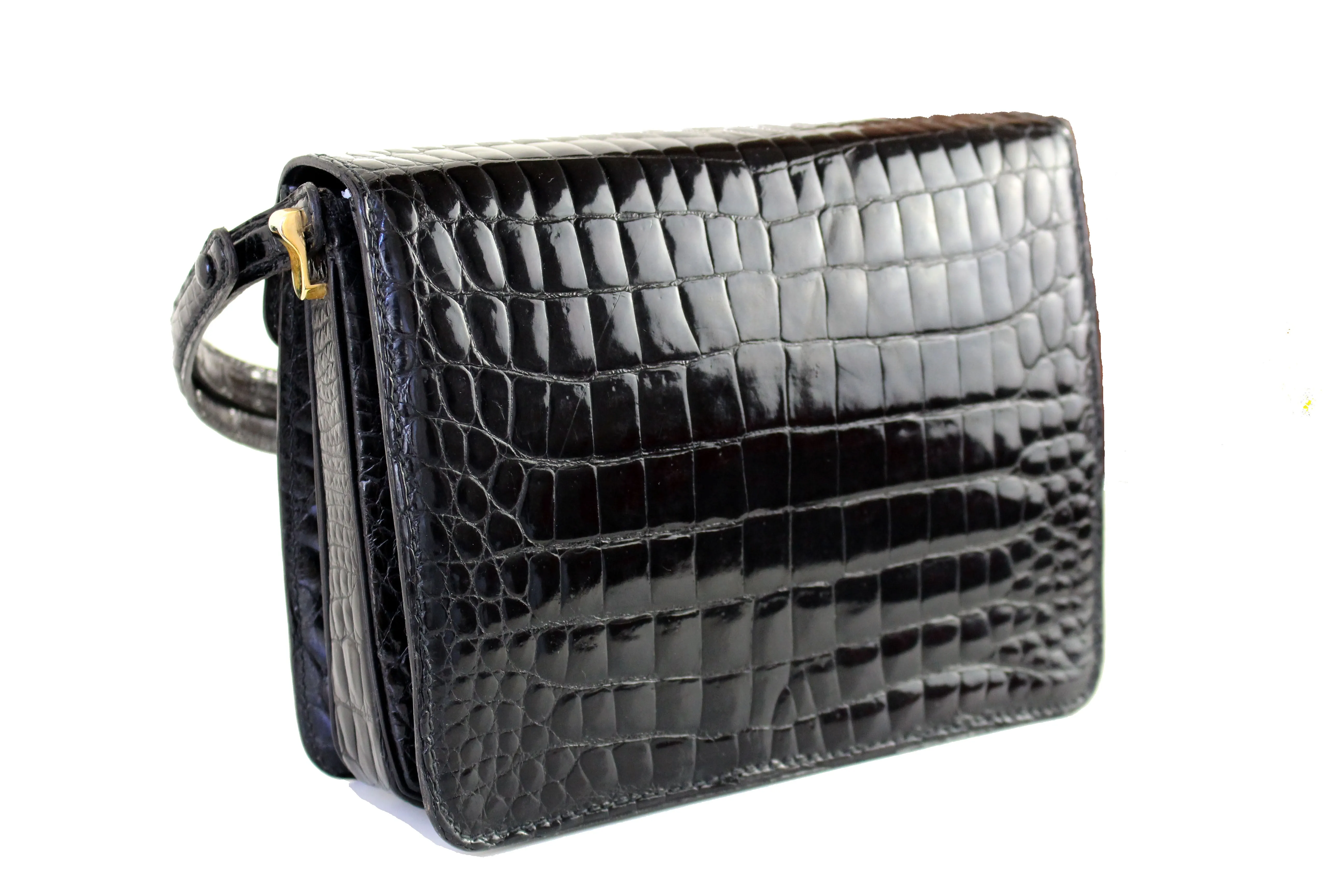 MORABITO black baby crocodile skin handbag