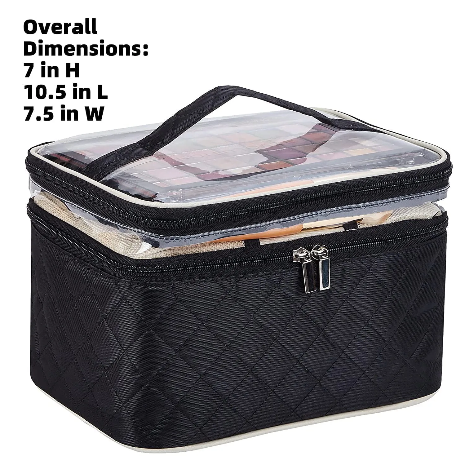 Nisej Creation Black Polyester Waterproof Multifunctional Extra Large Cosmetic Bag for Women, Makeup Bag for Travel, Cosmetic Bag Pouch, Makeup Organizer - Black