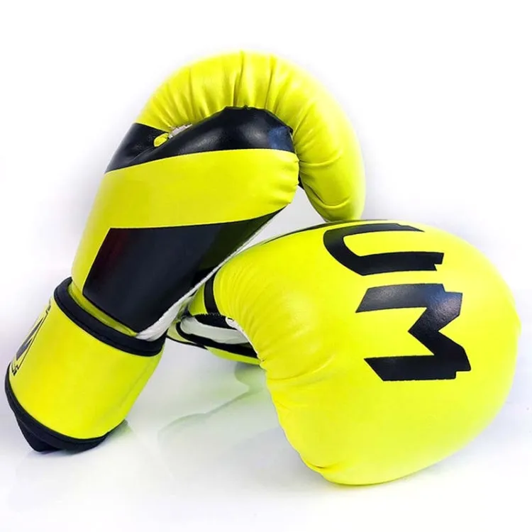 NW-036 Boxing Gloves Adult Professional Training Gloves Fighting Gloves Muay Thai Fighting Gloves, Size: 10oz(Fluorescent Yellow)