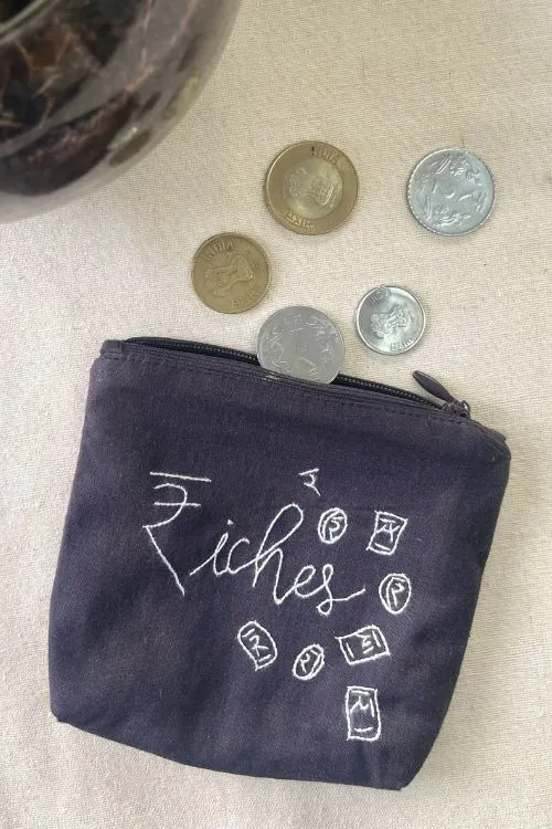 Okhai "Riches" Hand-Embroidered Pure Cotton Pouch