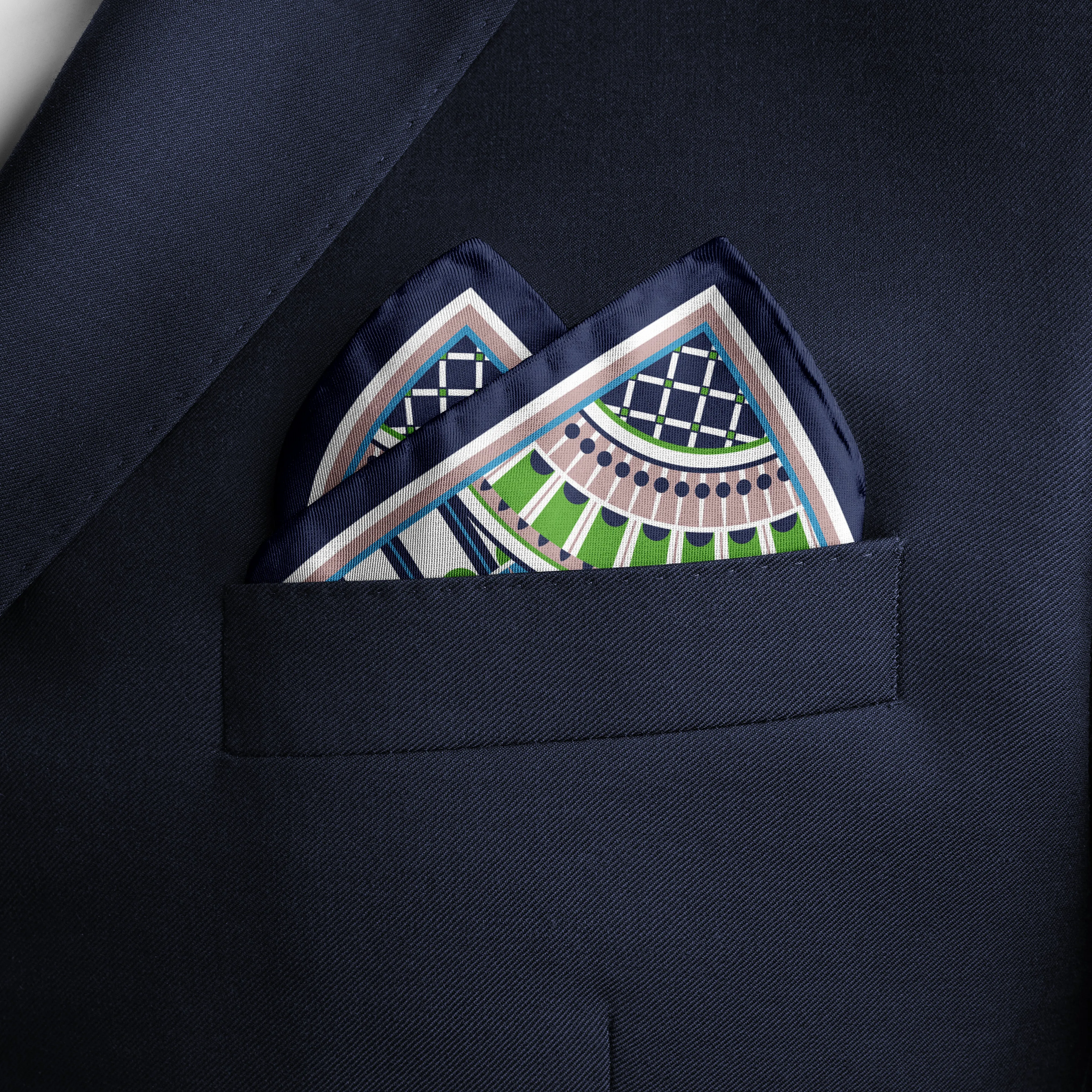 OXO Neckerchief / Pocket Square - Navy/Lime