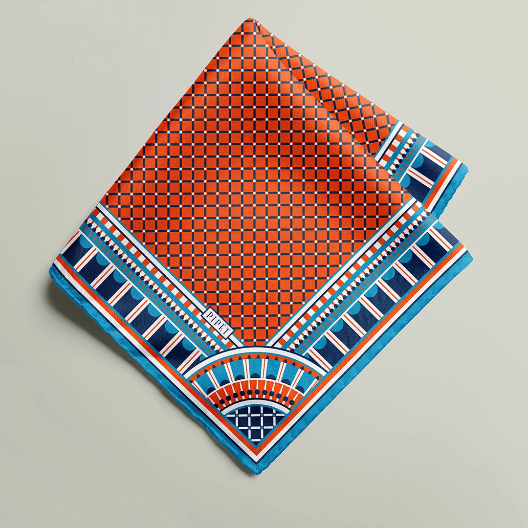 OXO Neckerchief / Pocket Square - Orange/Blue