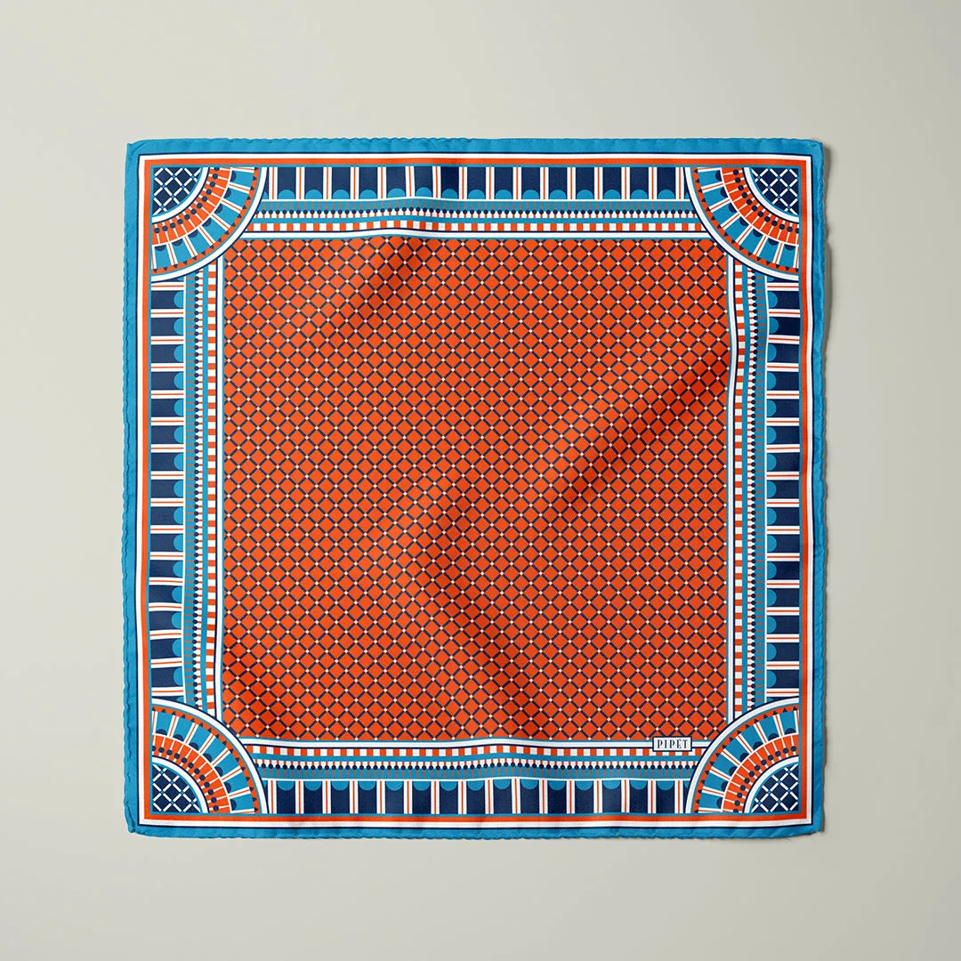 OXO Neckerchief / Pocket Square - Orange/Blue