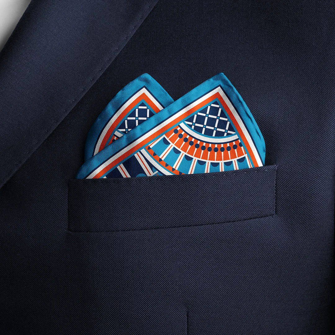 OXO Neckerchief / Pocket Square - Orange/Blue