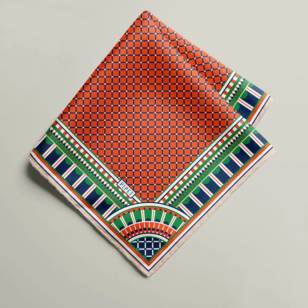 OXO Neckerchief / Pocket Square - Orange/Green