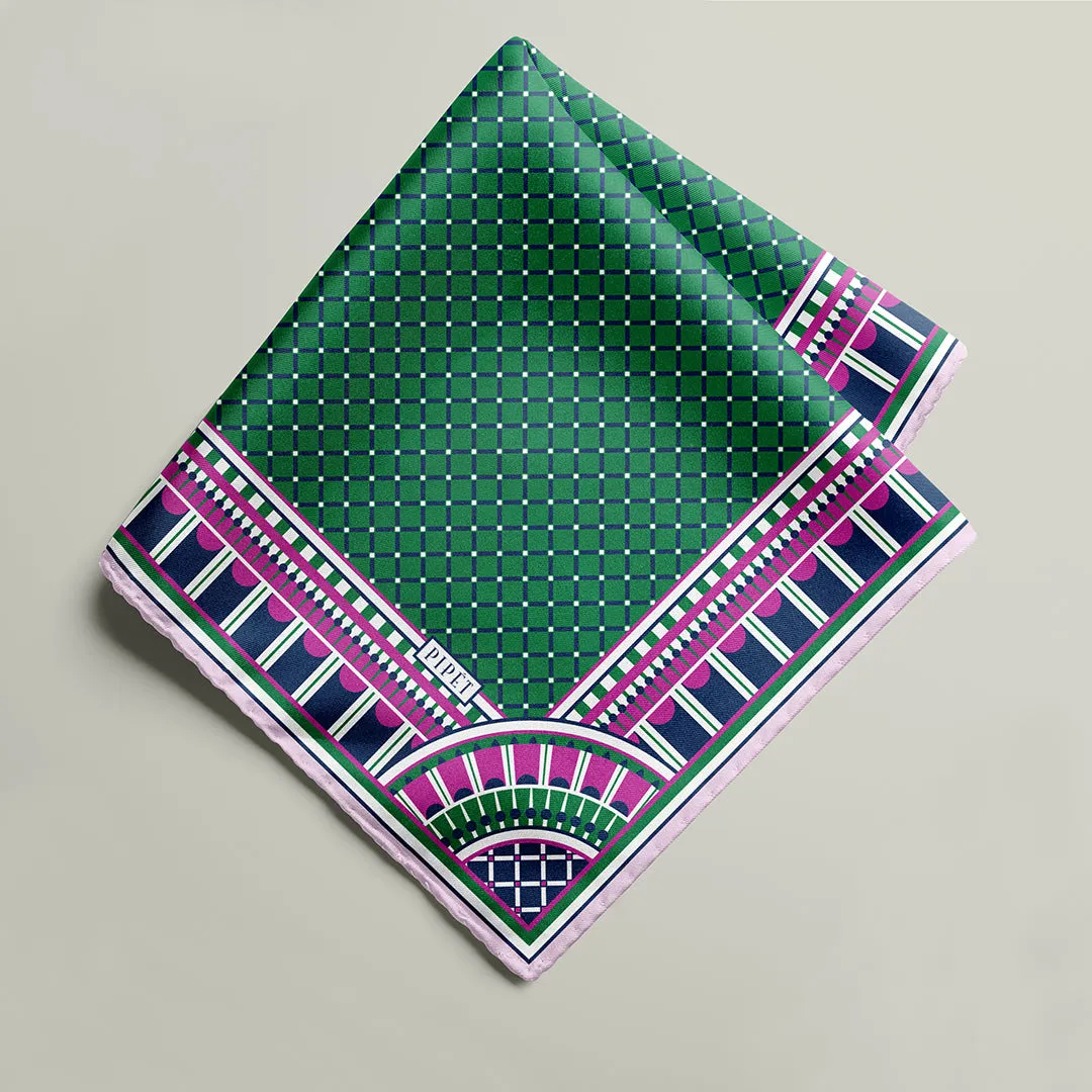 OXO Neckerchief / Pocket Square - Pink/Green