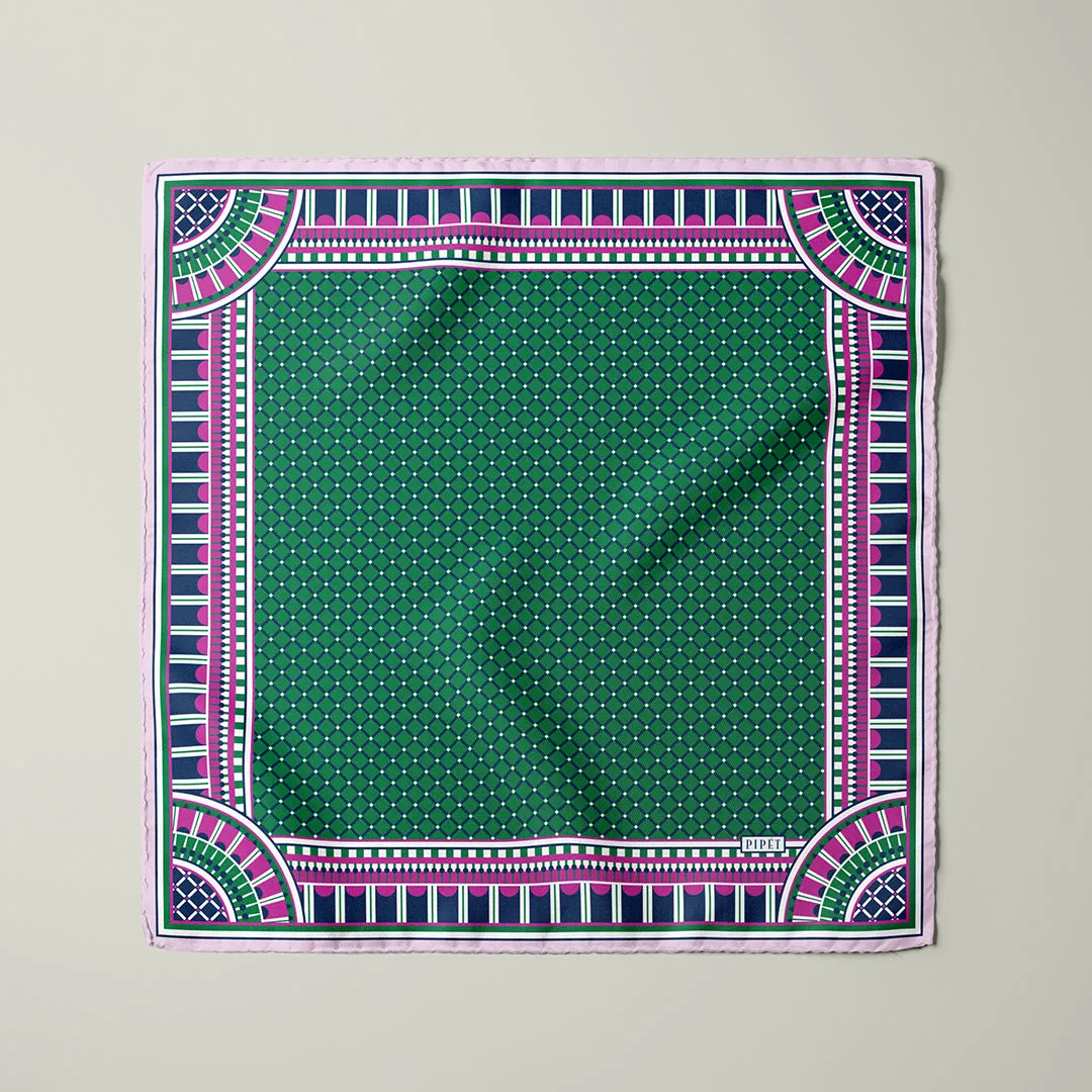 OXO Neckerchief / Pocket Square - Pink/Green