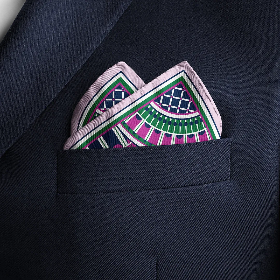 OXO Neckerchief / Pocket Square - Pink/Green