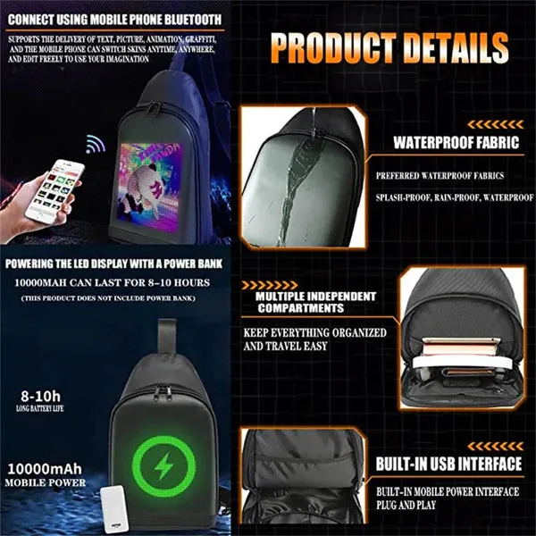 Premium Bluetooth Crossbody Bag with LED Display - Stay Connected, Stay Trendy