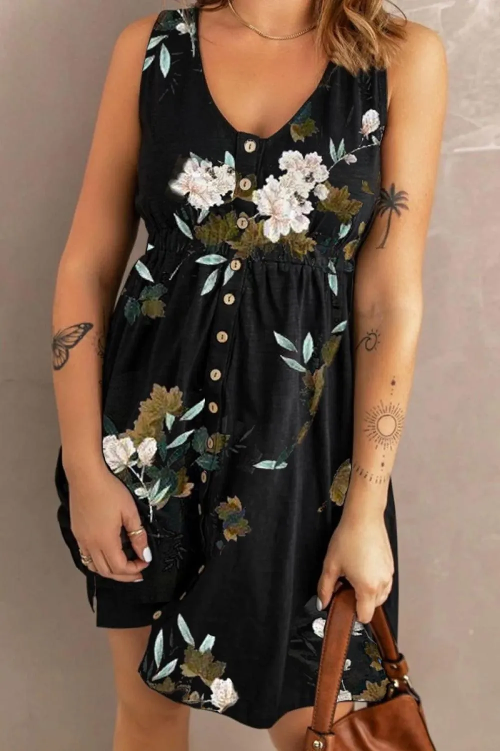 Printed Scoop Neck Sleeveless Dress