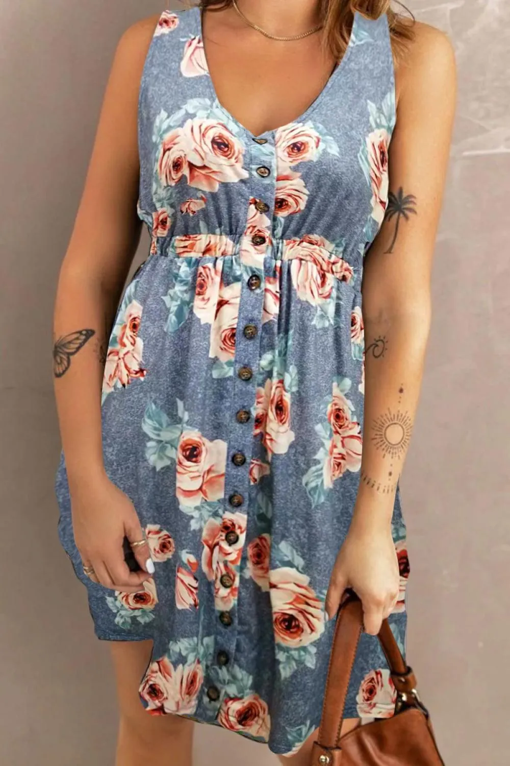 Printed Scoop Neck Sleeveless Dress