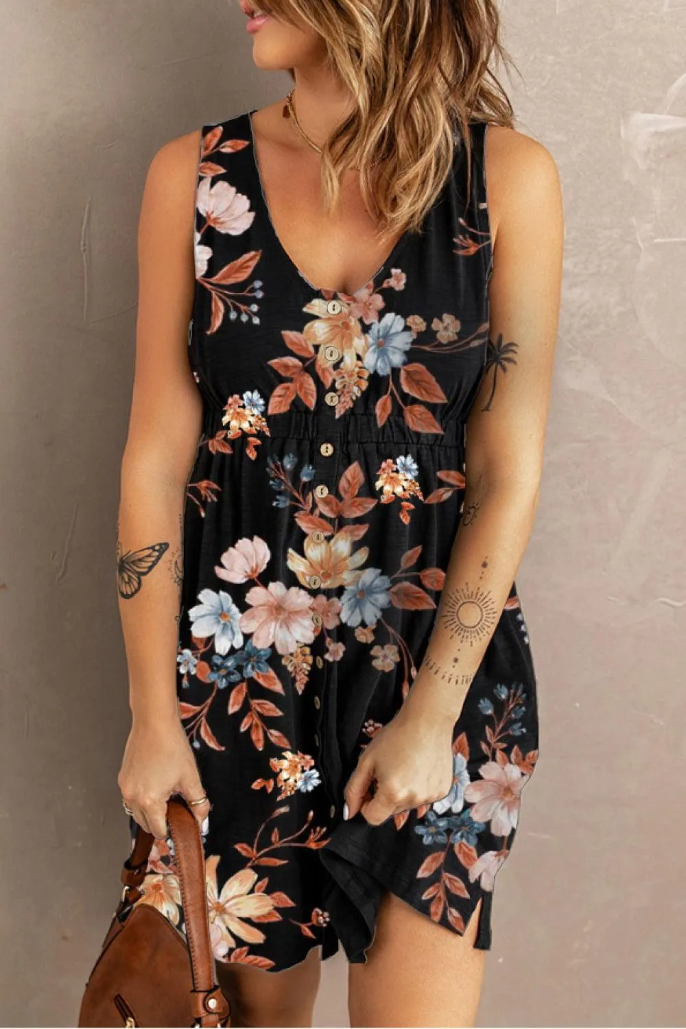 Printed Scoop Neck Sleeveless Dress