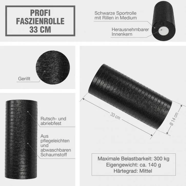 Professional Foam Roller - Black