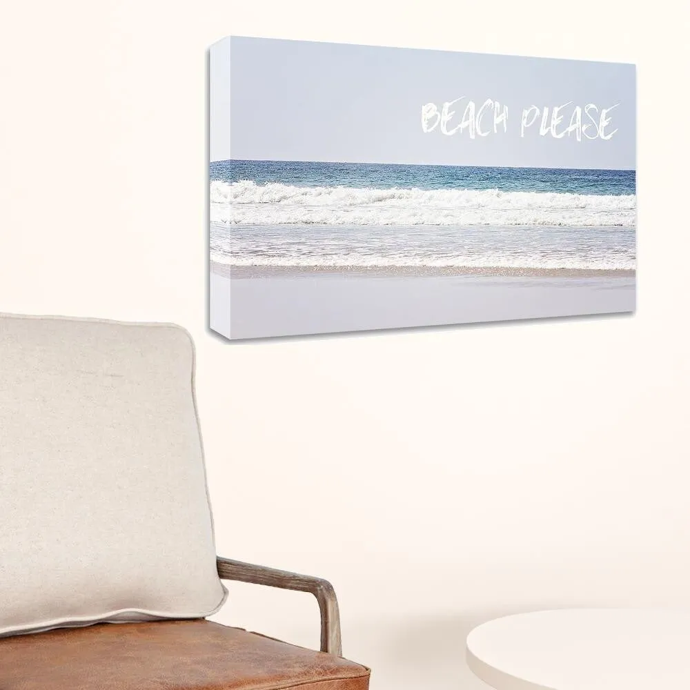 "Beach Please" Wrapped Canvas Print Wall Art