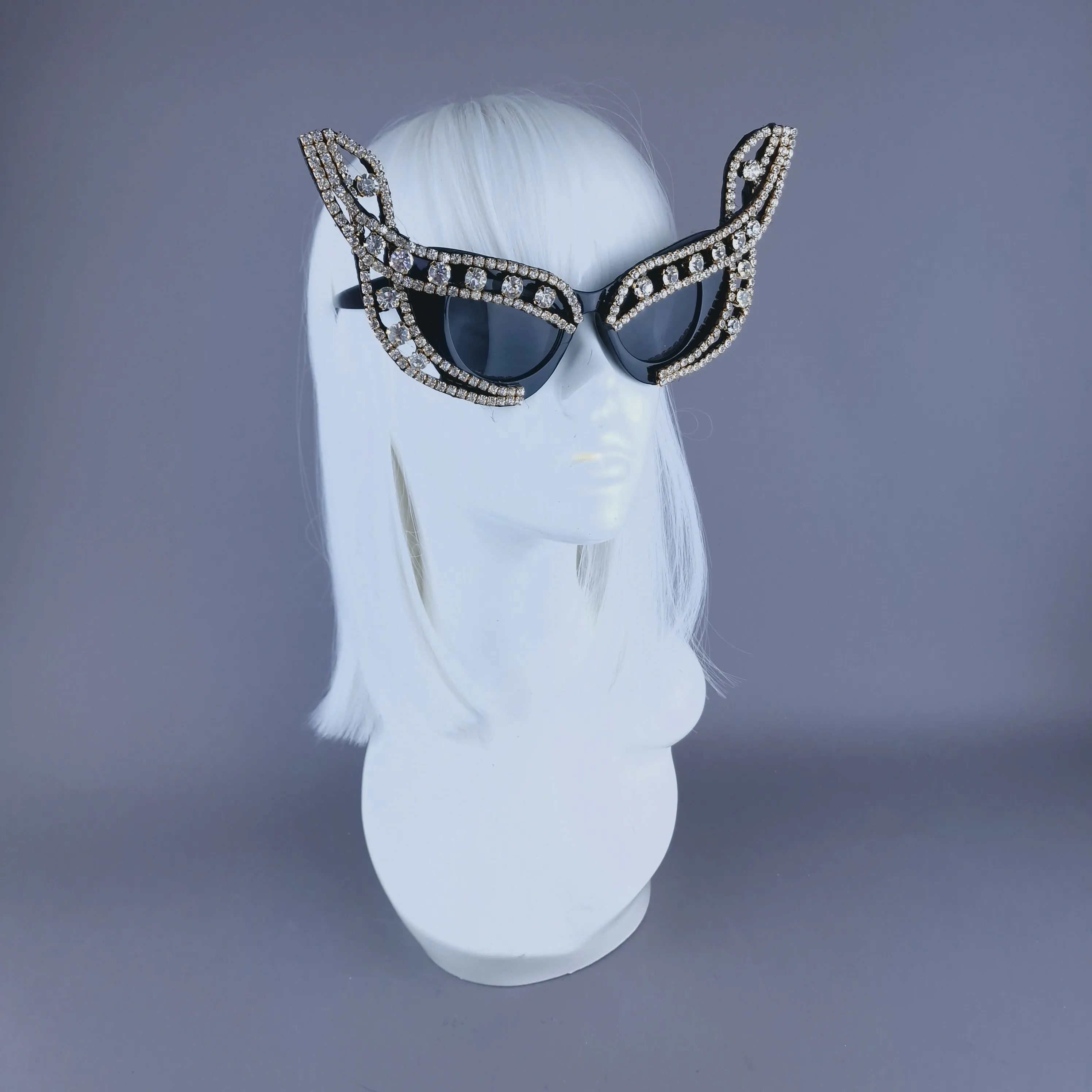 "Dramatique" Black Cats Eye & Jewel Sunglasses