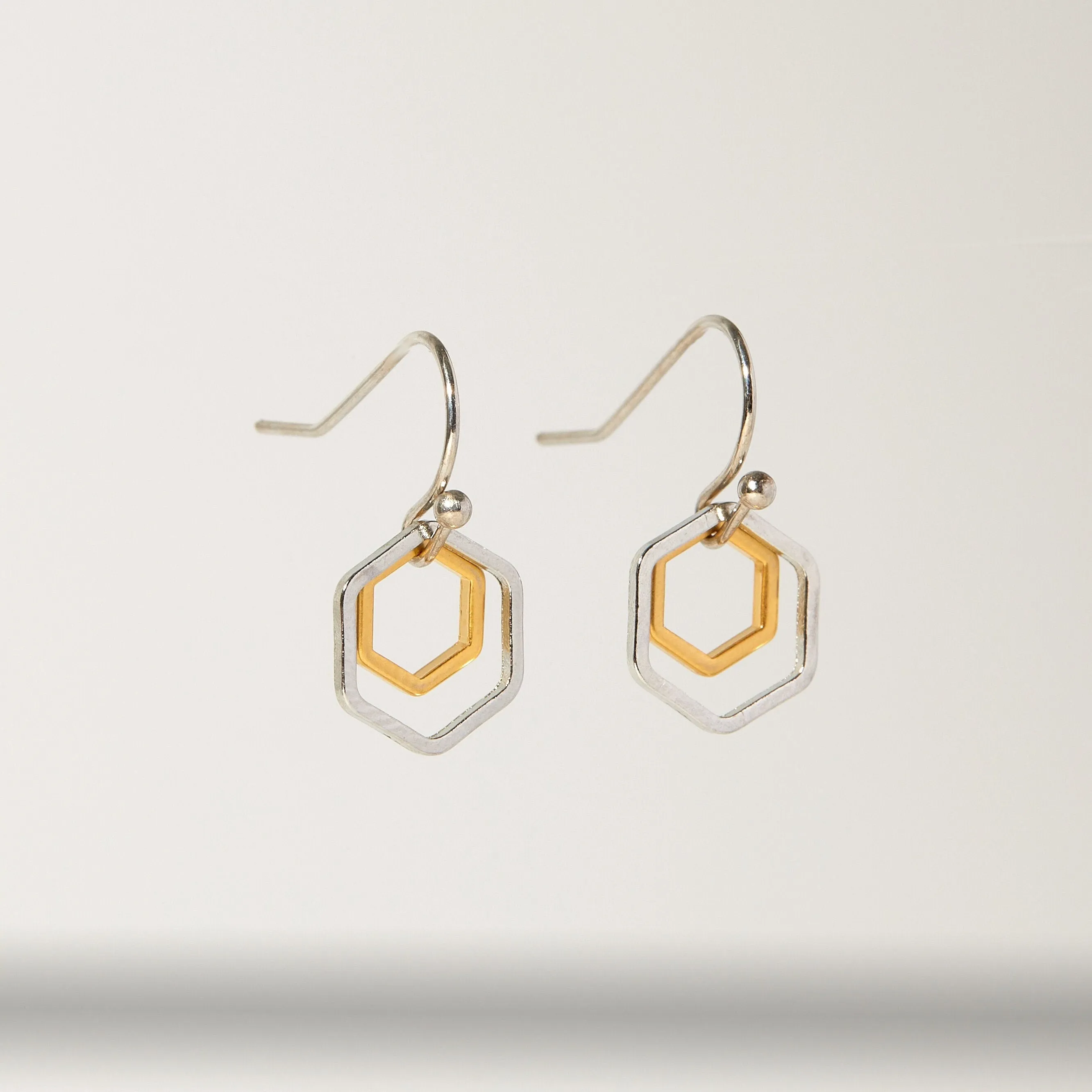 "Le Contour" Silver and Matte Gold Tiny Hoop Mixed Metal Earrings