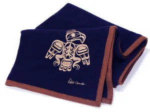 Robert Davidson© "Eagle" Embroidered on Navy Wool Blanket