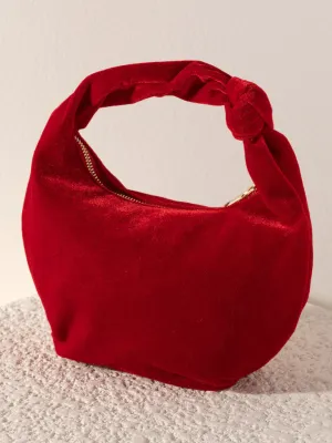 SHI Chrissy Knotted handle Red Velvet Handbag