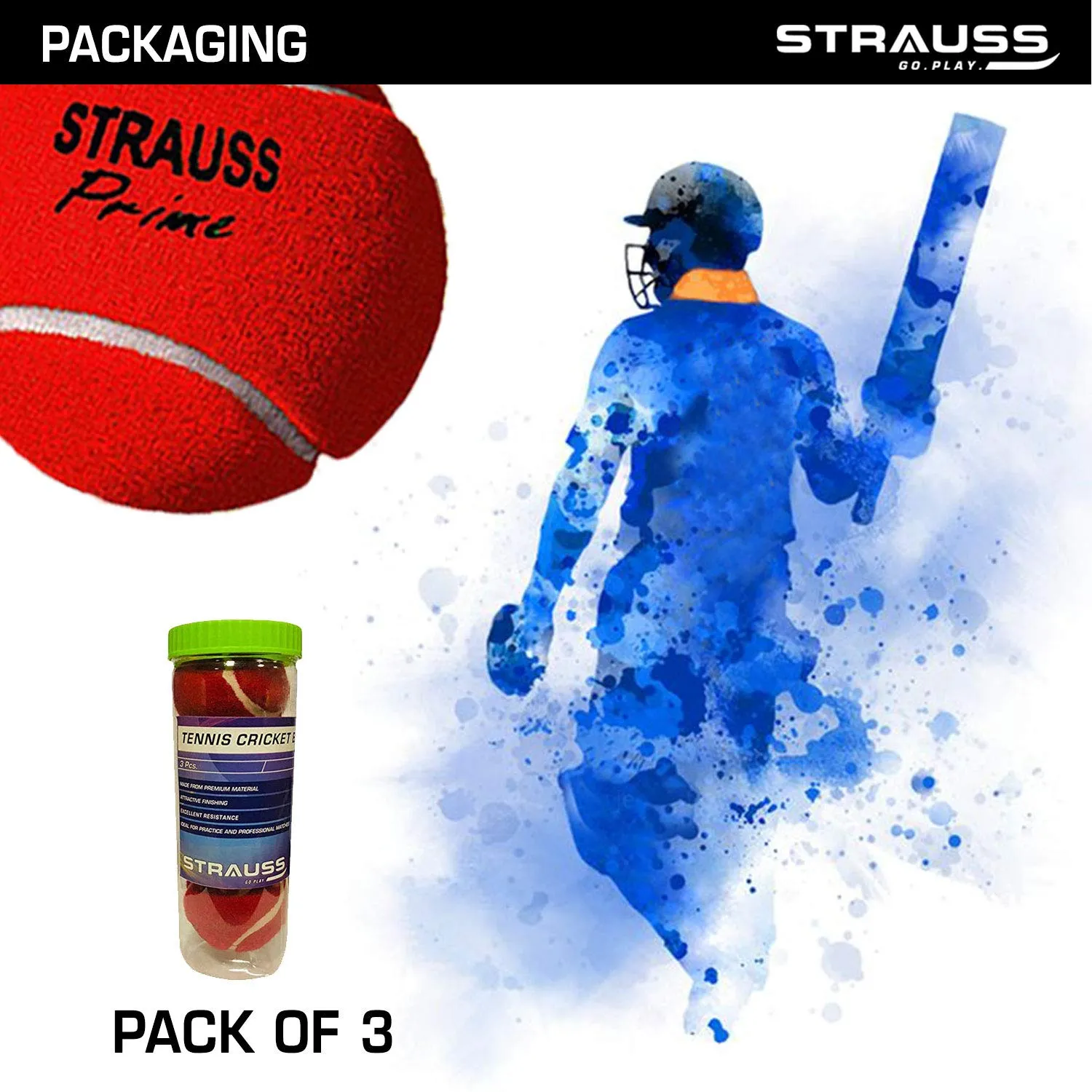 STRAUSS Tennis Cricket Ball, (Pack of 3) (Heavy Weight)