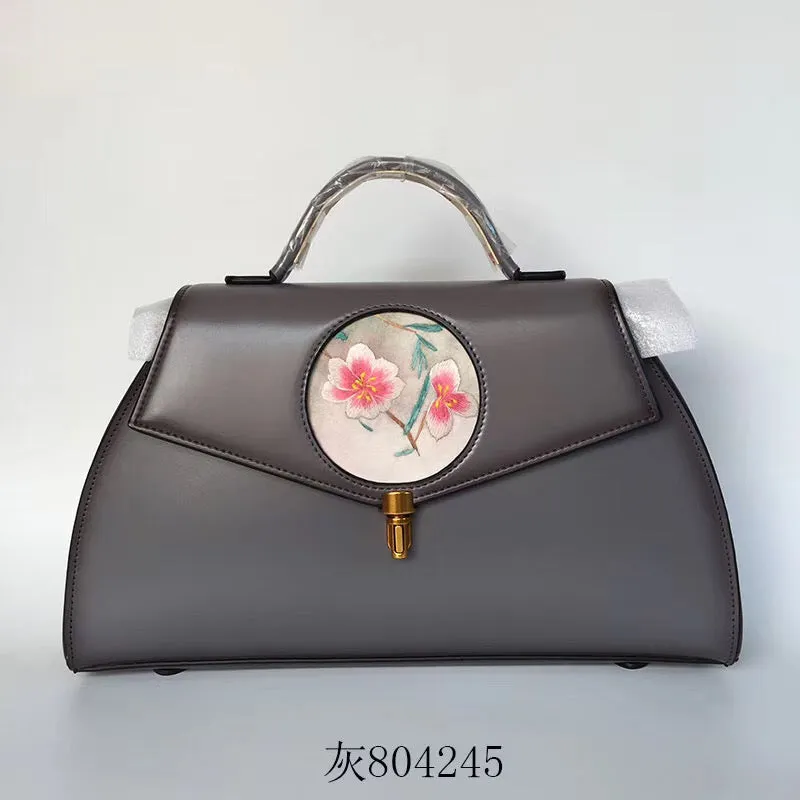 Su hand embroidery cowhide bag retro ethnic Chinese style handbag sholderbag