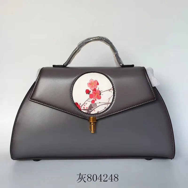 Su hand embroidery cowhide bag retro ethnic Chinese style handbag sholderbag