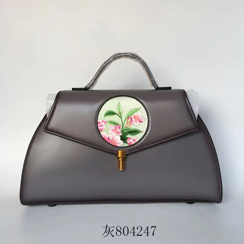 Su hand embroidery cowhide bag retro ethnic Chinese style handbag sholderbag