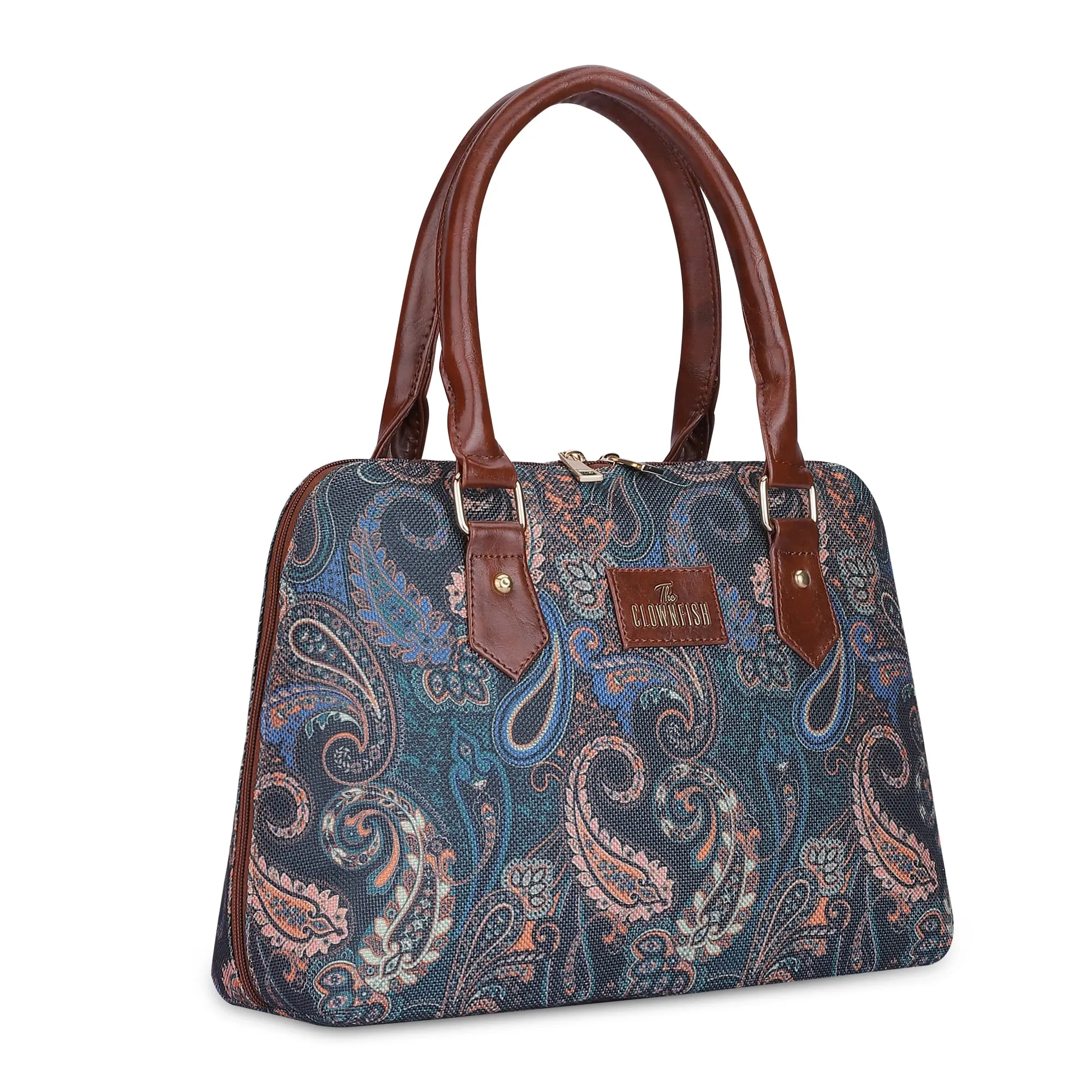 THE CLOWNFISH Montana Series Handbag for Women Office Bag Ladies Purse Shoulder Bag Tote For Women College Girls (Peacock Blue)