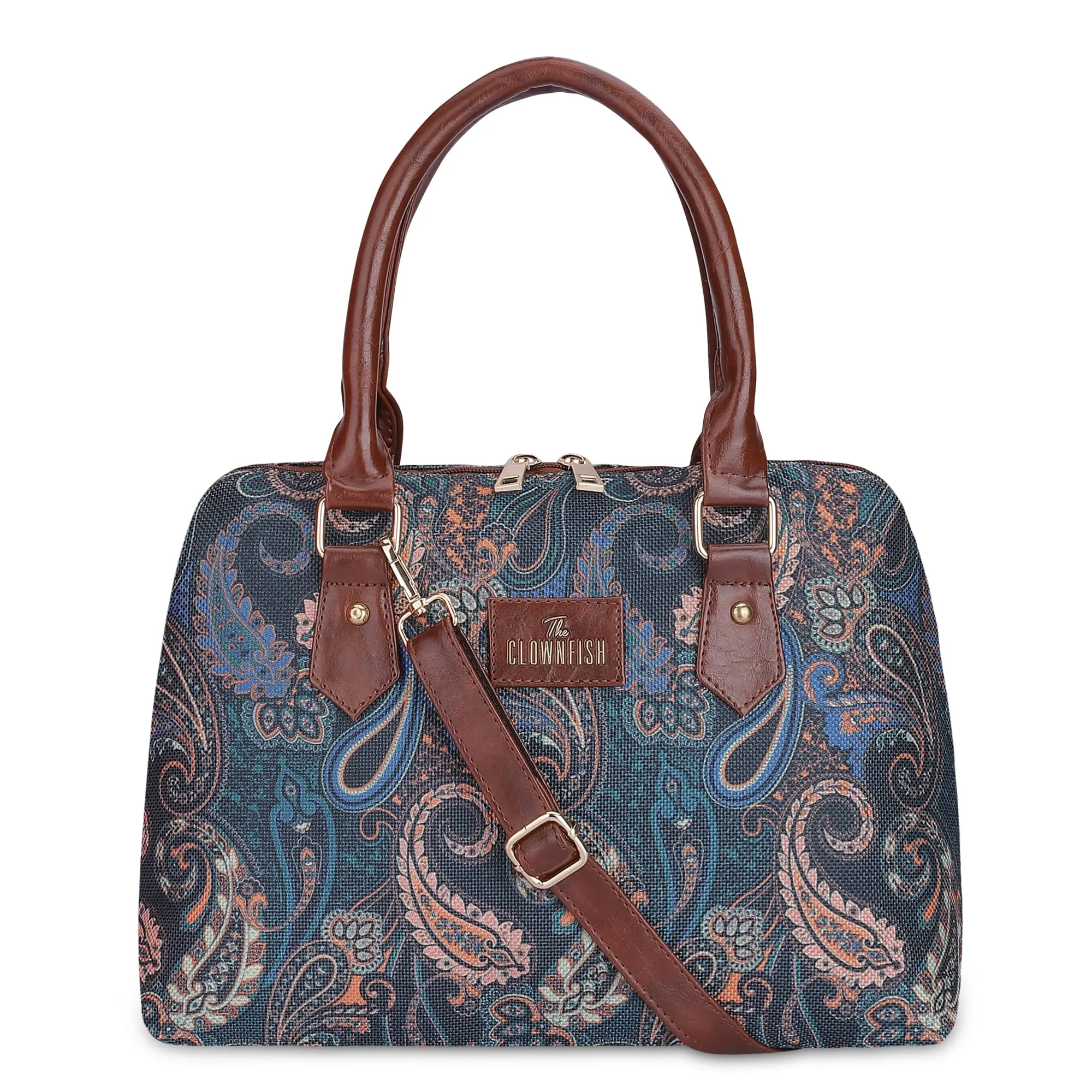 THE CLOWNFISH Montana Series Handbag for Women Office Bag Ladies Purse Shoulder Bag Tote For Women College Girls (Peacock Blue)