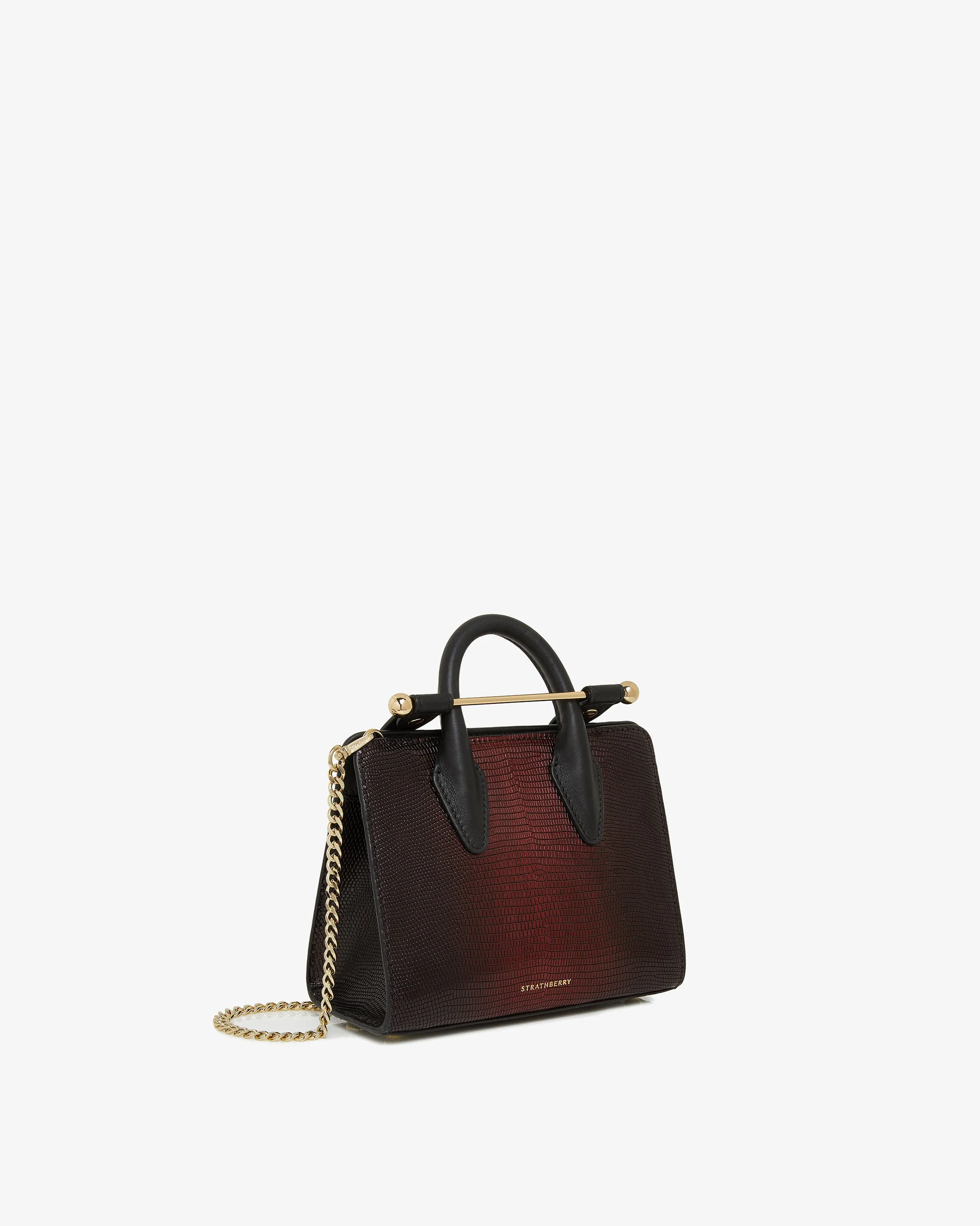 The Strathberry Nano Tote - Lizard-Embossed Leather Burgundy Dégradé