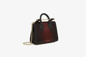 The Strathberry Nano Tote - Lizard-Embossed Leather Burgundy Dégradé