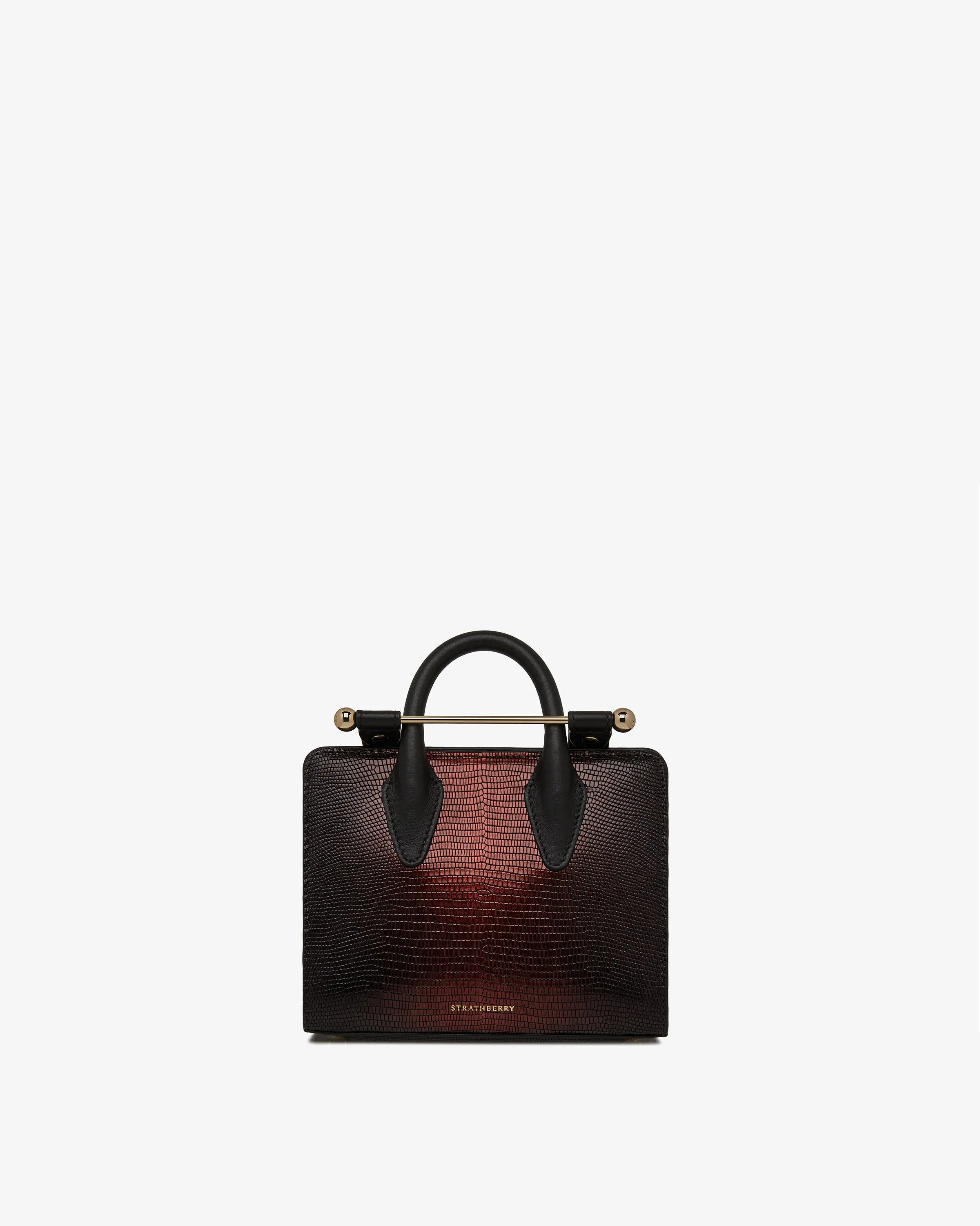 The Strathberry Nano Tote - Lizard-Embossed Leather Burgundy Dégradé