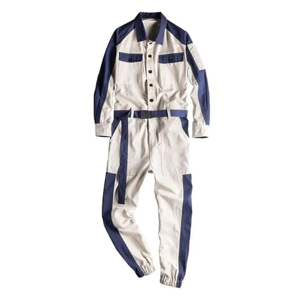 Trendy men's jean jumpsuit