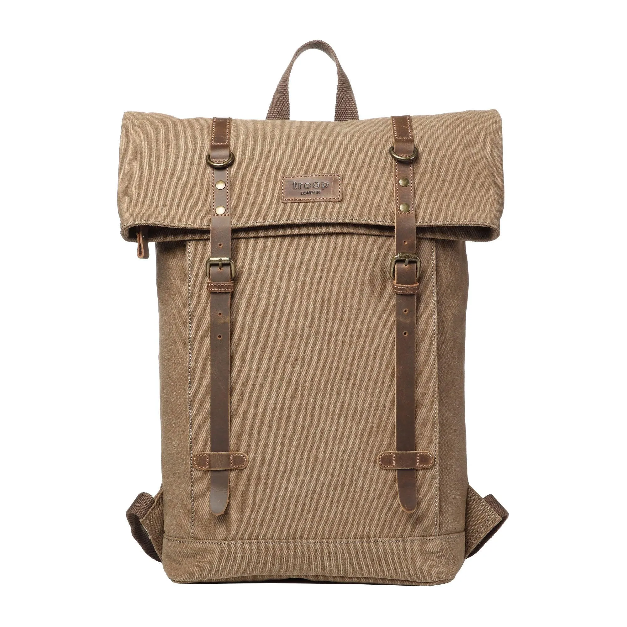 TRP0425 Troop London Heritage Canvas 15" Laptop Backpack, Smart Casual Daypack with Foldable Top