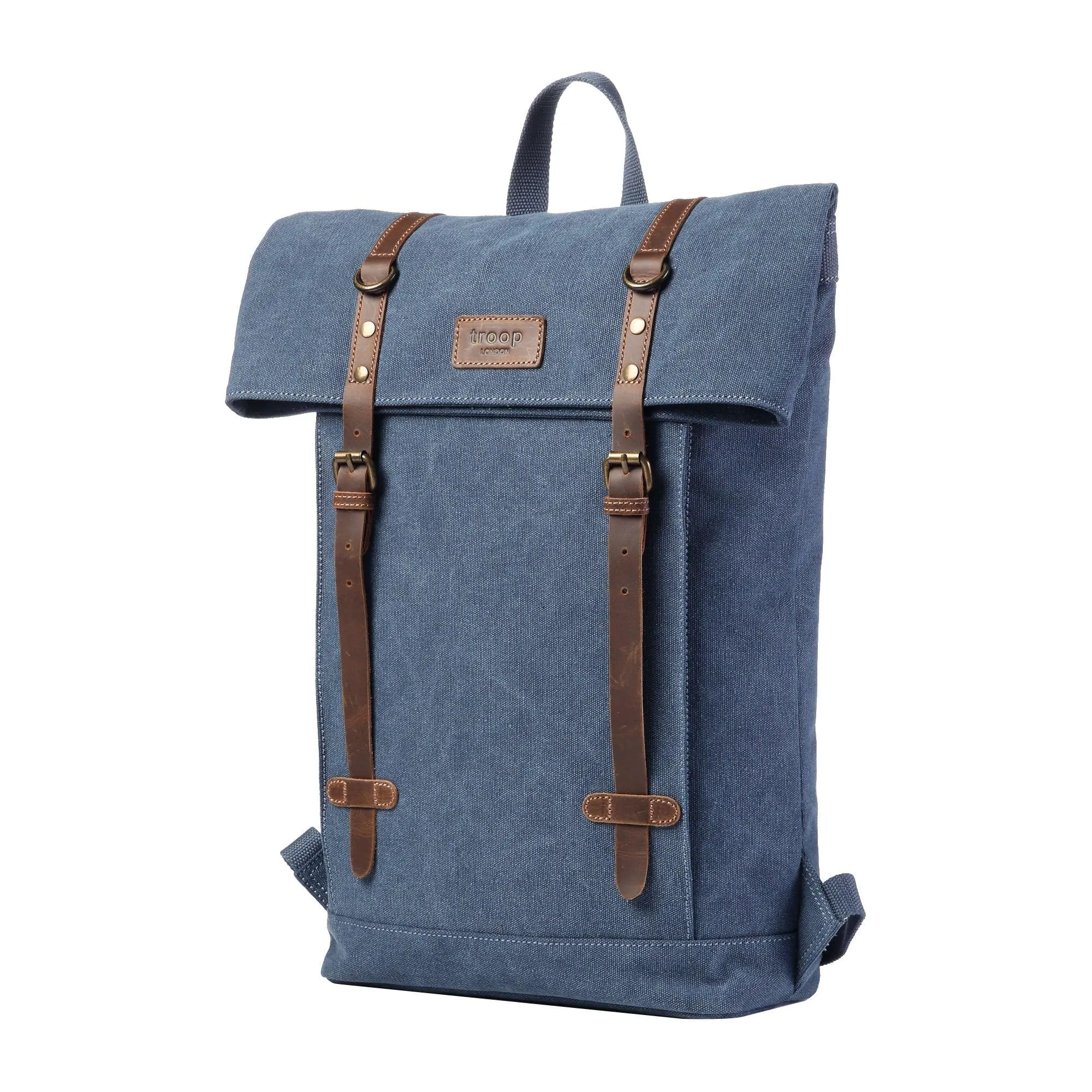 TRP0425 Troop London Heritage Canvas 15" Laptop Backpack, Smart Casual Daypack with Foldable Top