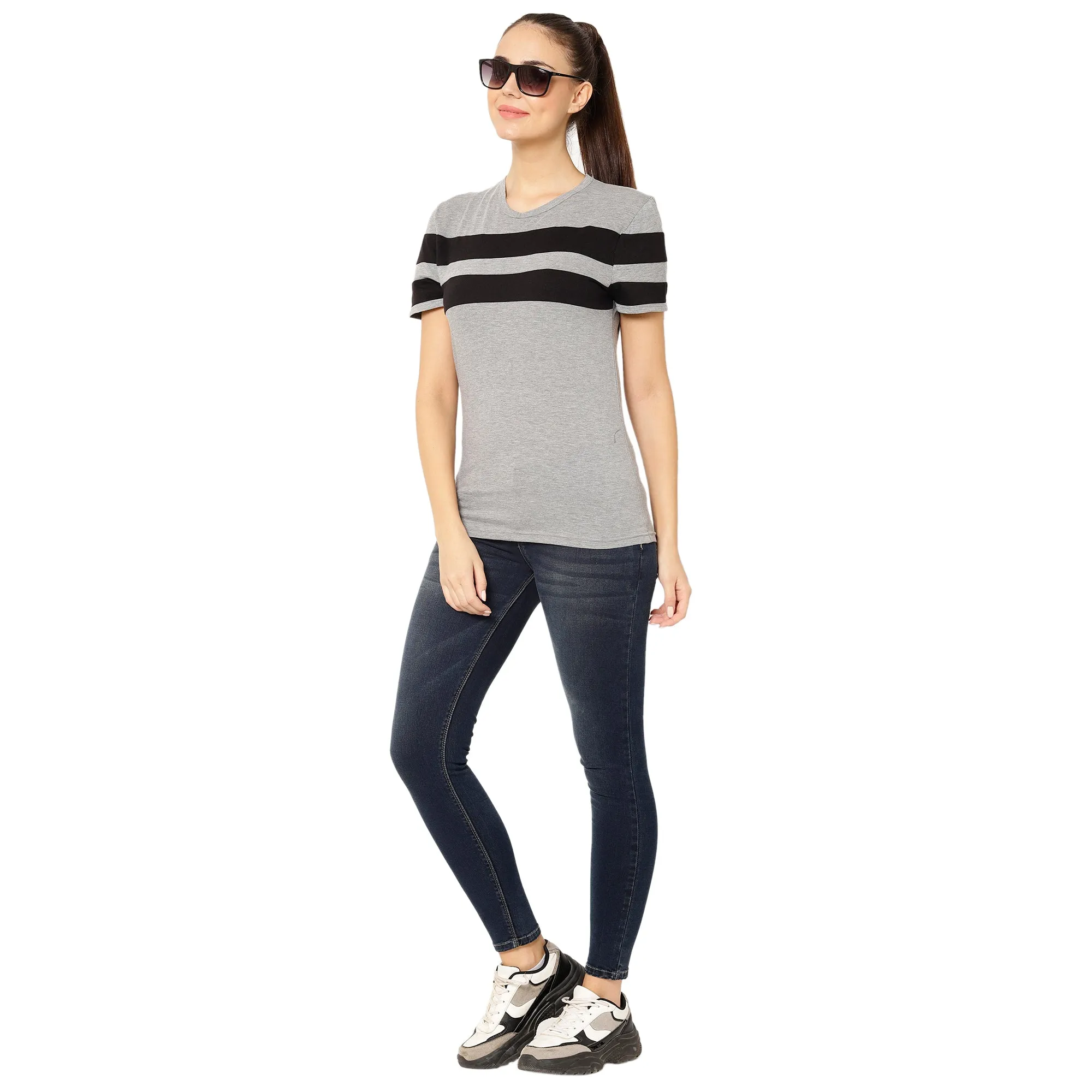 Vimal Jonney Grey Color T-shirt For Women