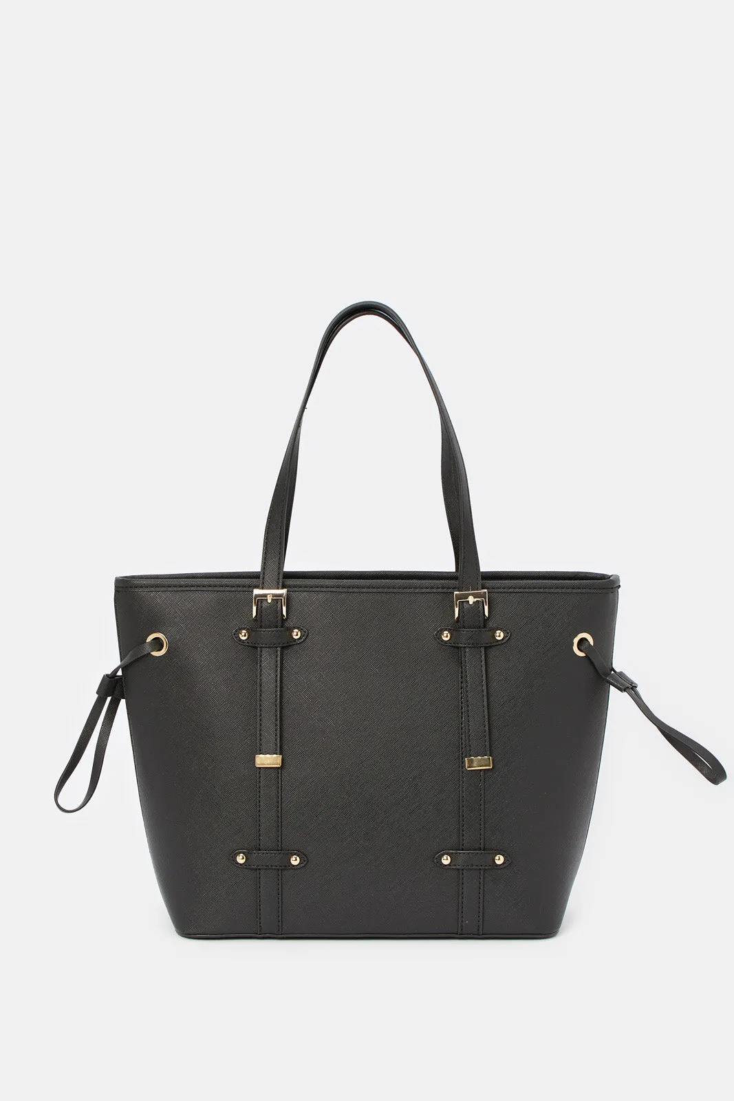 Women Black Embellished Tote Bag