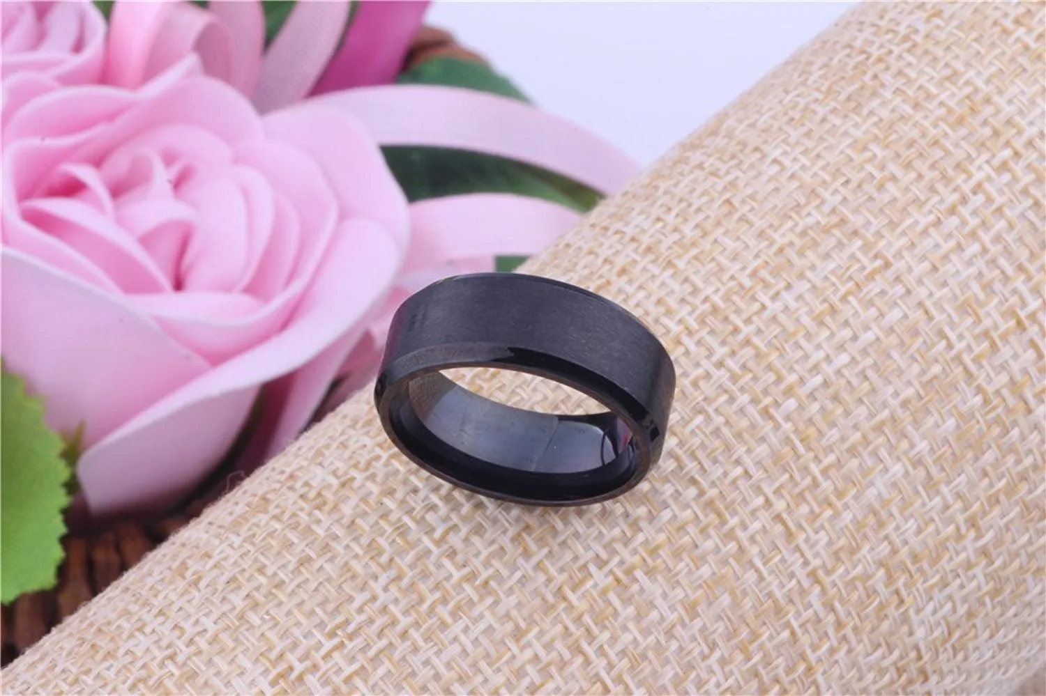 Yellow Chimes Rings for Women Black Ring 316L Stainless Steel Black Band Ring Women and Girls (8)