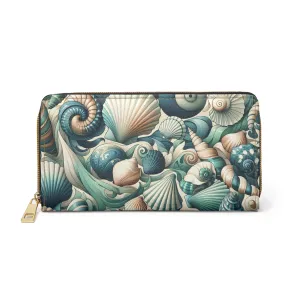 Zipper Wallet - Abstract Sea Shell Pattern